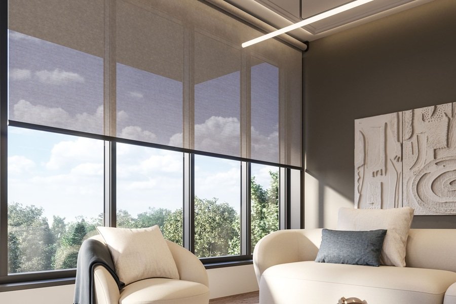 Rolgordijn, daglichtfilter, raamdecoratie op maat gemaakt. Zon & Schaduw Vlaardingen, Maassluis, Schiedam, Rotterdam